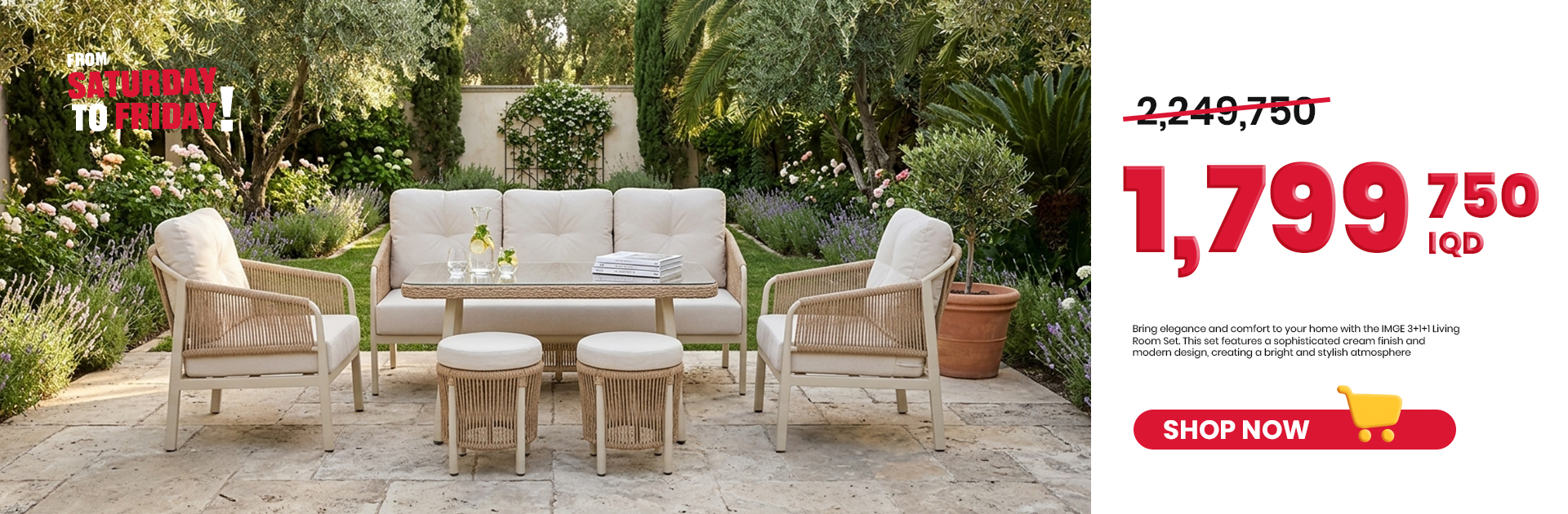 Imge Seating Set (3+1+1 + Table) ; Cream