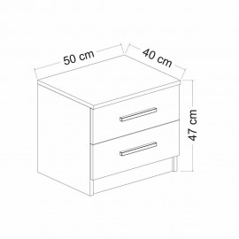 مێزی تەنیشت جێگا بە دوو چەکمەجە 50*47*40 سم بە ڕەنگی ئەنتراسایت
