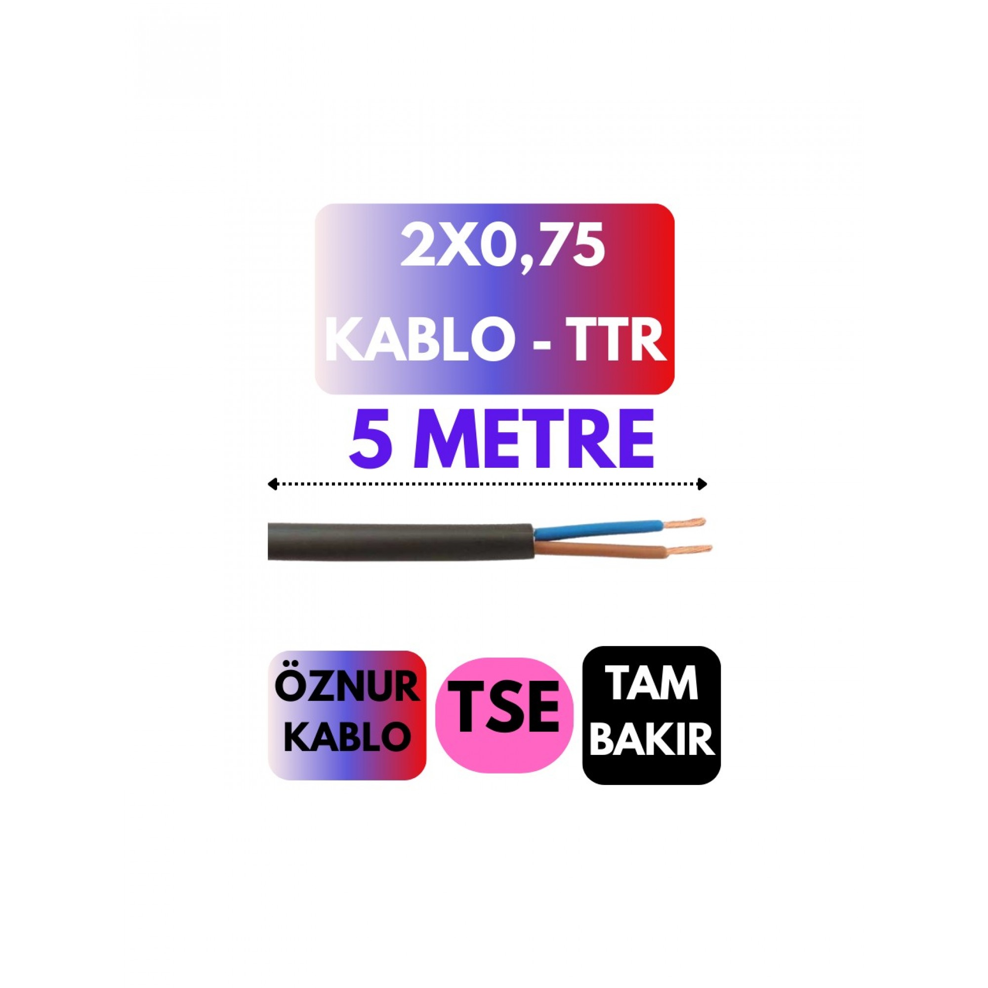 کێبڵی نەرمی TTR 2×0.75 ملم² (بە مەتر)