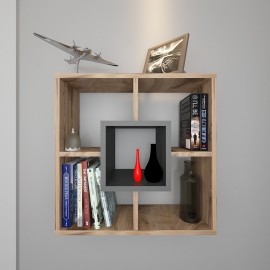 ڕەفەی دیواری ساجی/ڕەساسیی تۆخی (90X60X21سم)ی Smıle