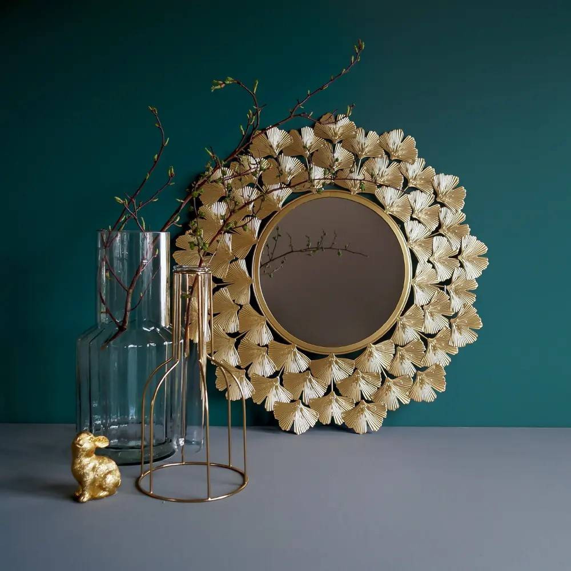 ئاوێنەی چوارچێوە کانزای ئاڵتونی