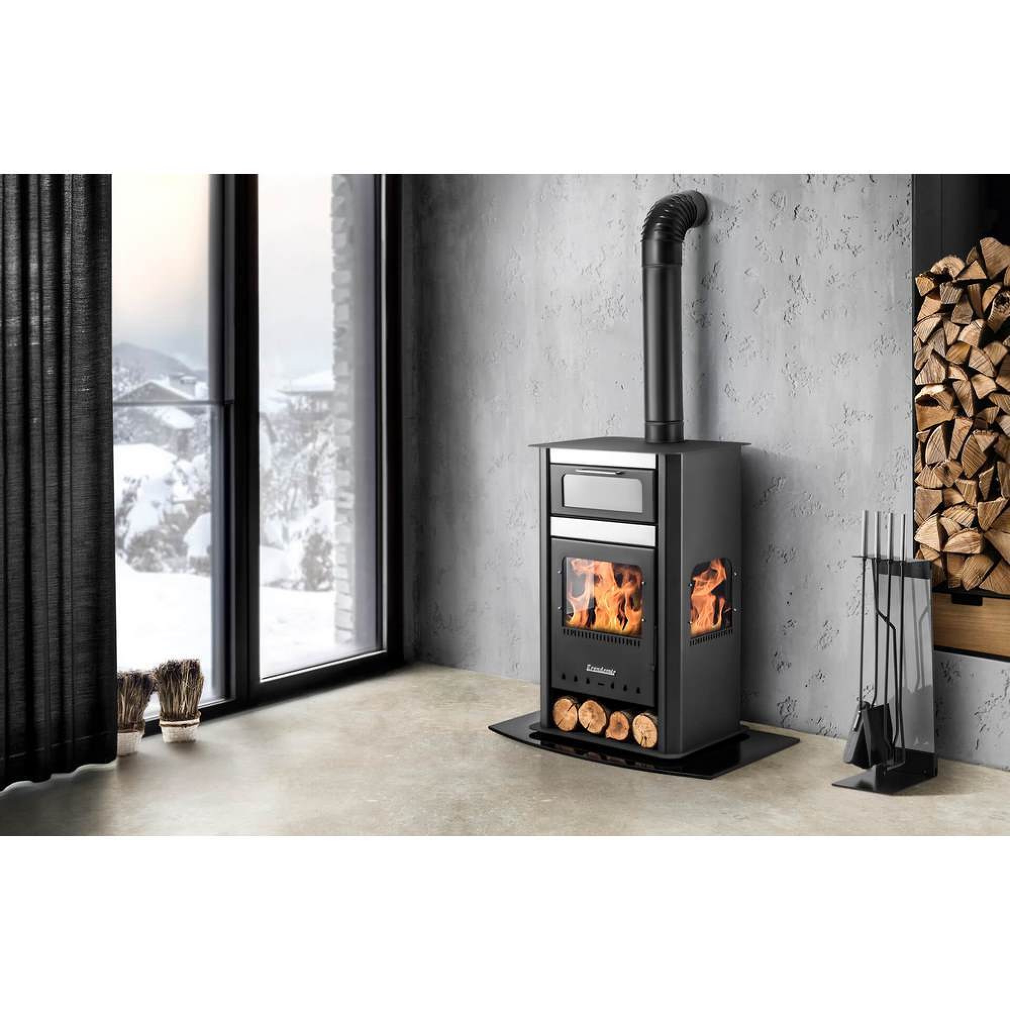 سۆپەی شووشەی کانزایی 60*97 سم - ڕەشی مات