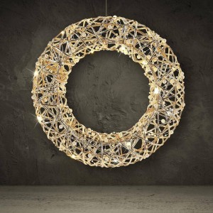 تاجە گوڵینەی مرواریداری ئاڵتونیی (٣٠ سم) لەگەڵ ٢٠ لید