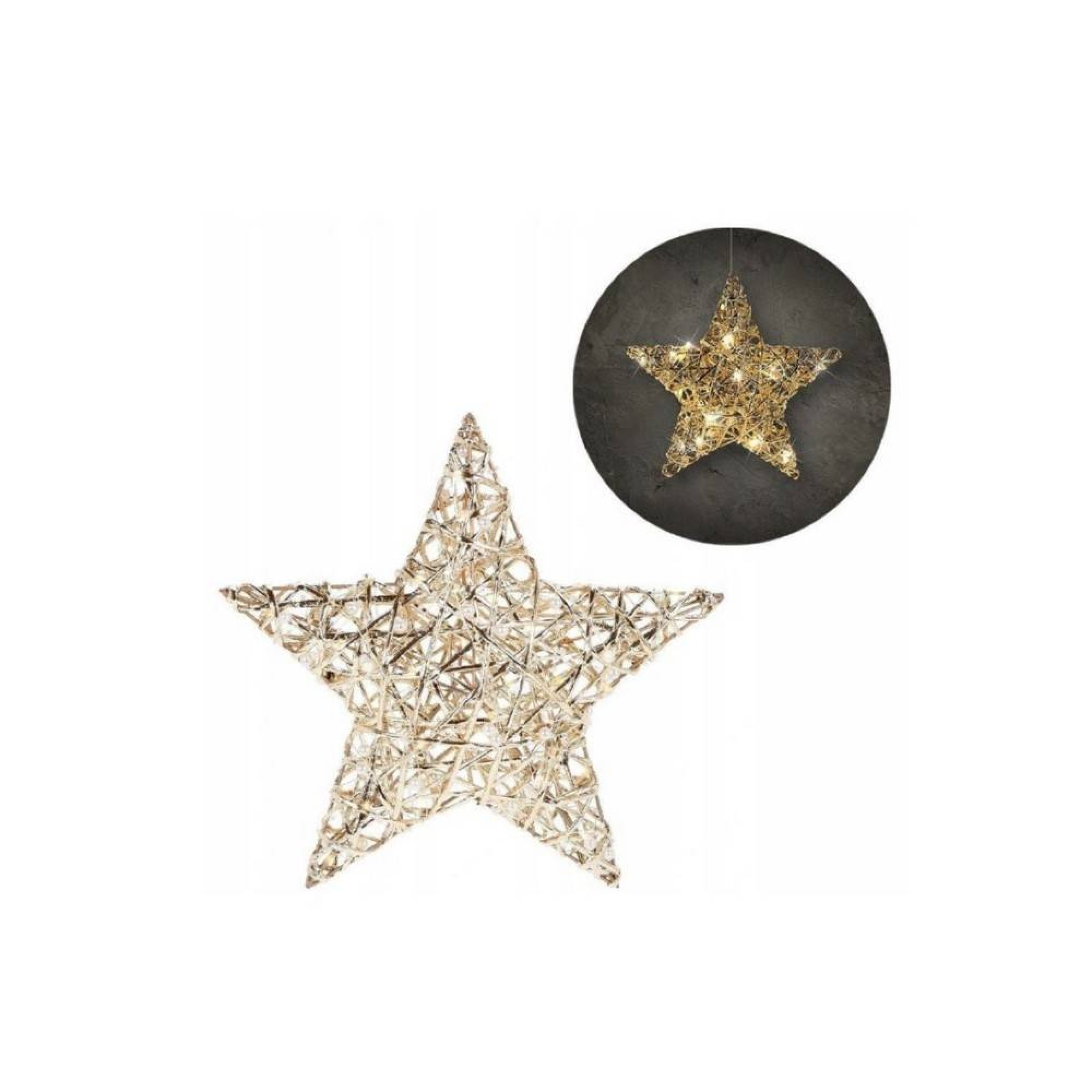 ئەستێرەی مرواریداری ئاڵتونیی (٣٠ سم) لەگەڵ ٢٠ لید