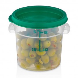 دەفری خواردن هەڵگرتنی بازنەی رەنگی شەفاف 0.95لیتر