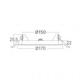 لایت پانێڵی دەفن 10 واط 4 ئینج چوارچێوەی سپی ڕووناکی زەرد 3000K - BP12-01000