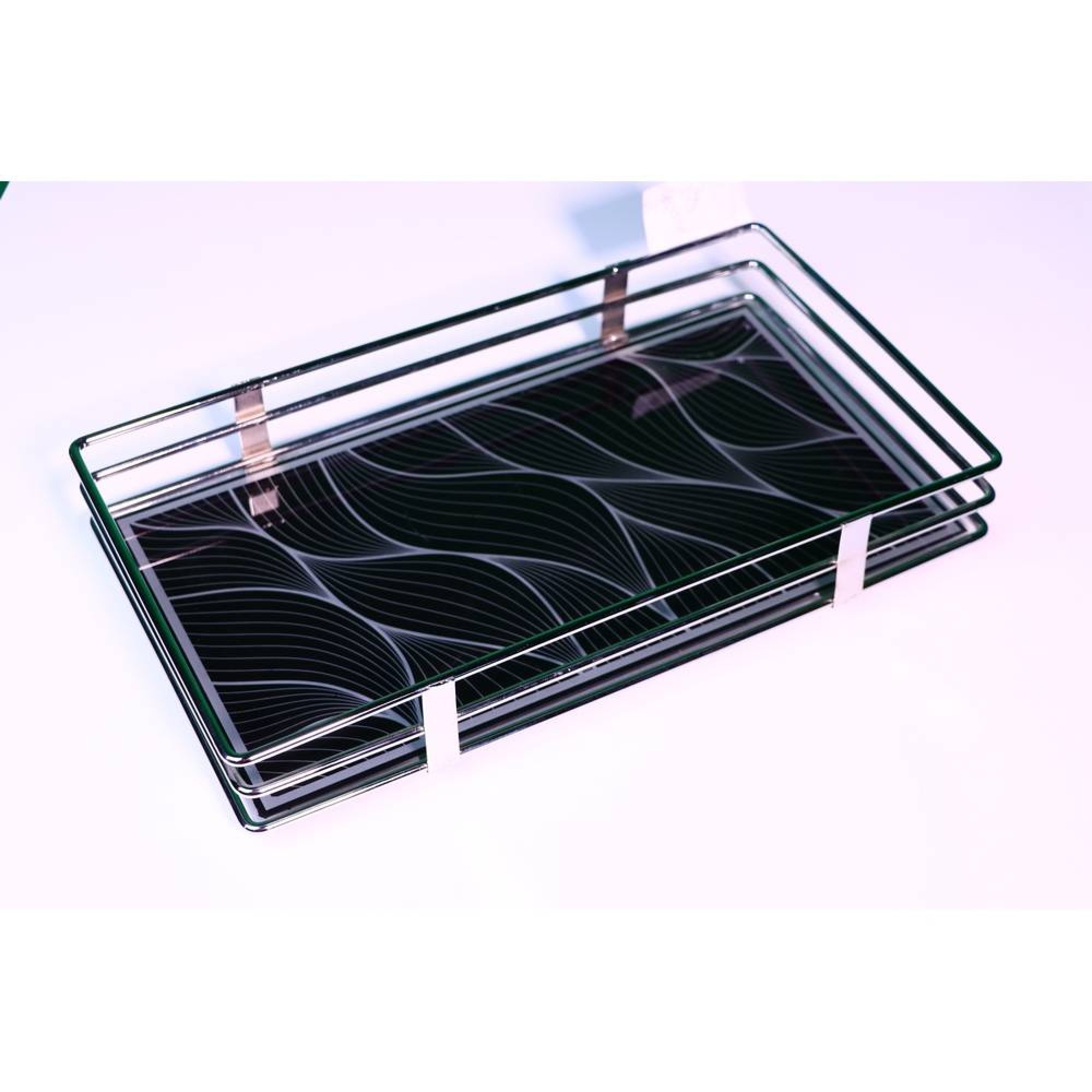 سینی گالاکسی چوارگۆشە کانزای نەخشی زیوی  1