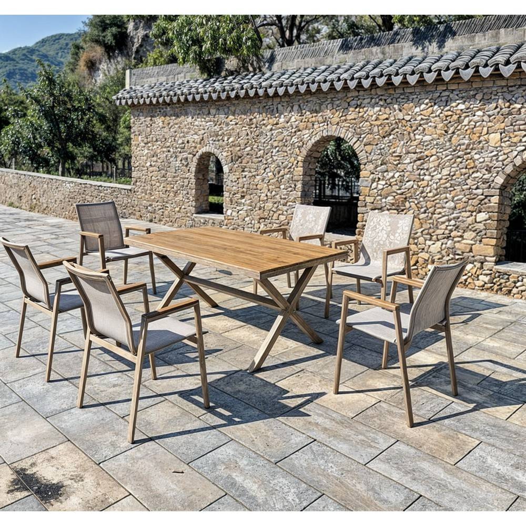 مێزی باخچە لە ئەلەمنیۆم بە ڕەنگی کرێمی 90*160 سم BHKC-2108-T