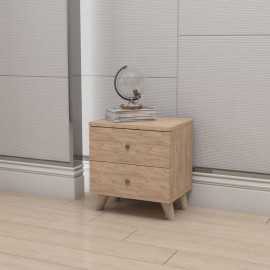 مێزی تەنیشت جێگا بە دوو چەکمەجە 50*47*40 سم بە ڕەنگی قاوەیی داری