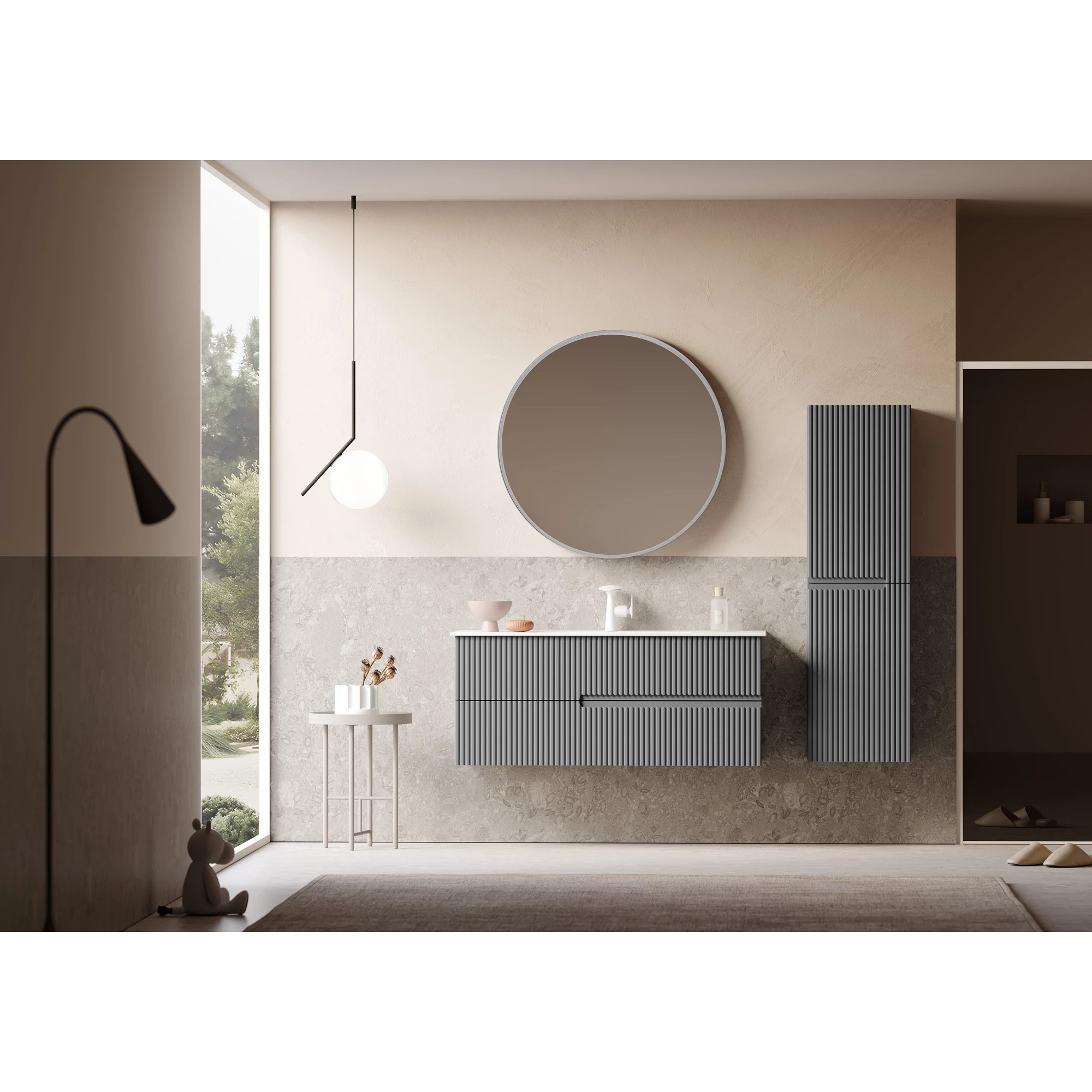 سێتی دۆلابی حەمامی جۆری موون لایت ٩٠ سم؛ ڕەساسی مات