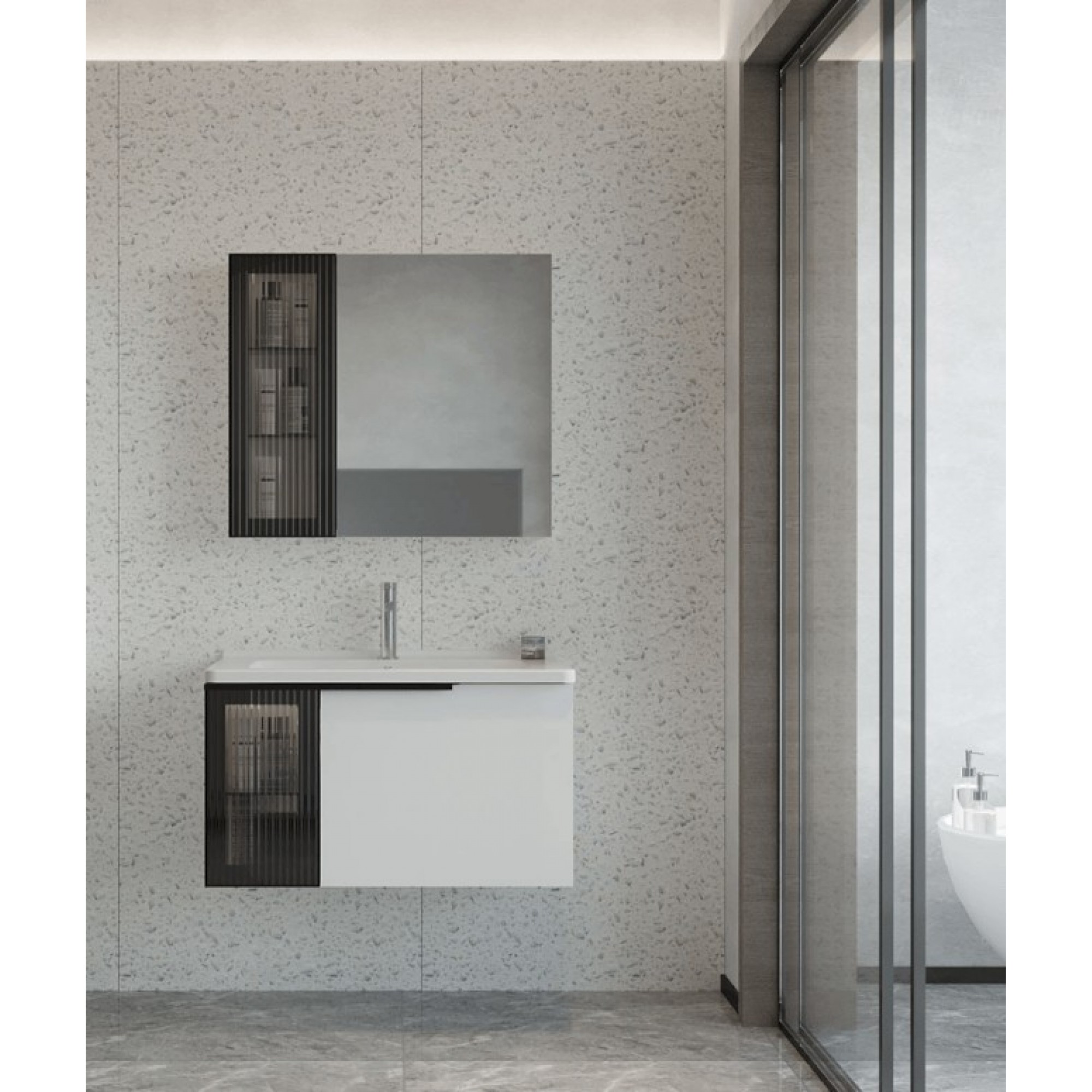 سێتی دۆلابی حەمامی جۆری پیوور ٨٠ سم؛ سپی مات