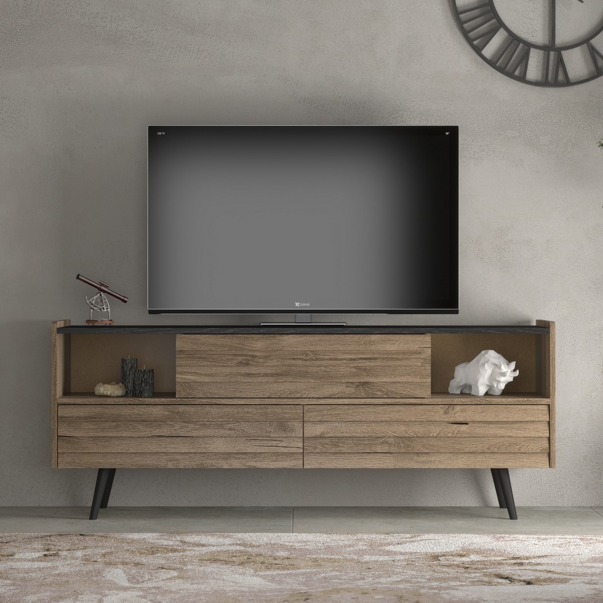 مێزی تەلەفزیۆنی بە چەکمەجە جۆری لیلی 160*65*40 سم - دۆرە