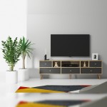 مێزی تەلەفزیۆن لەگەڵ چەکمەجە 180*55*35 سم - دار بەڕووی یاقوتی و ڕەش