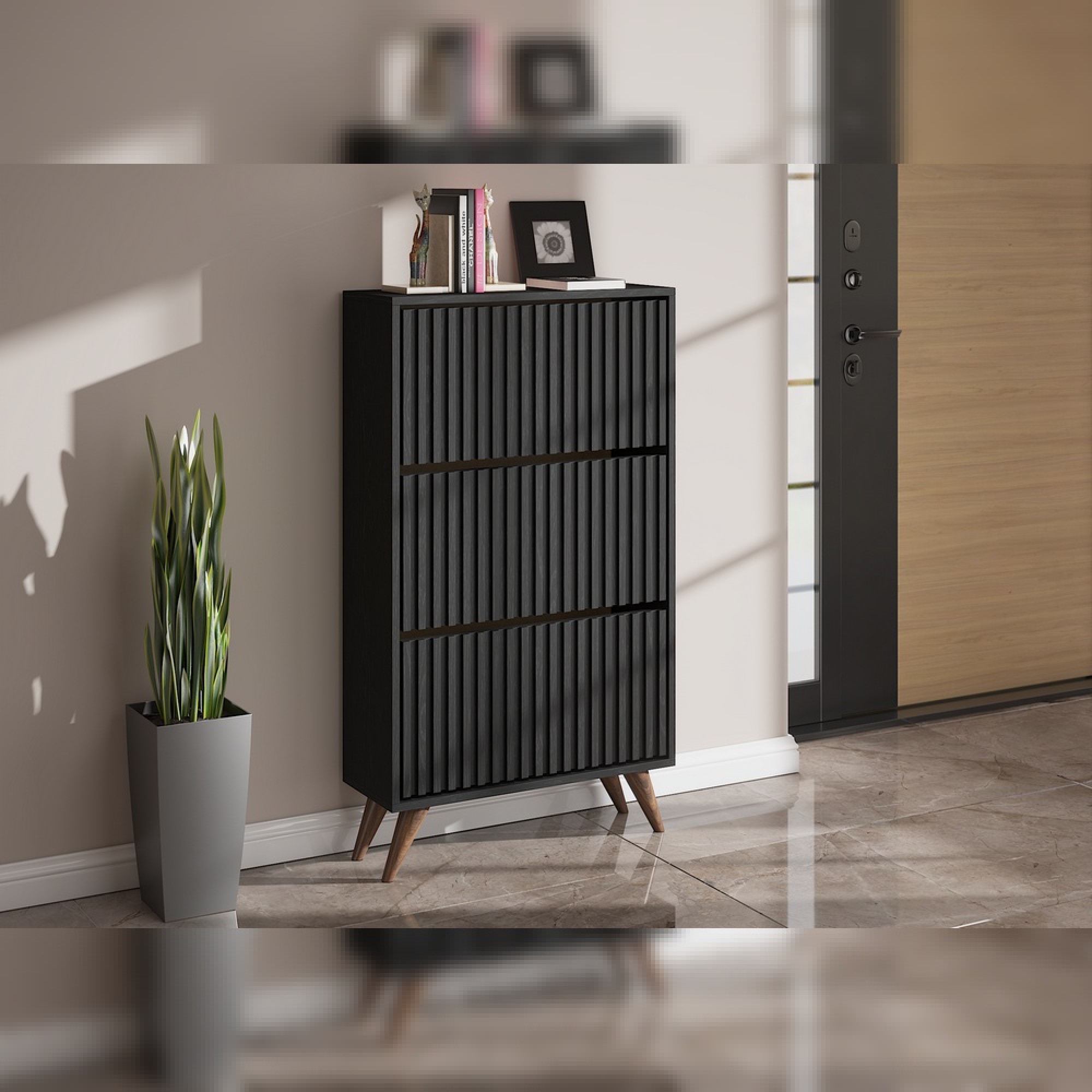 کابینەی پێڵاوی 3 دەرگای دەیزێ 71*125*26 سم - ڕەش