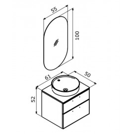 سێتی دۆلابی حەمامی جۆری سالێرنۆ ٦٠ سم ; ئەنتراسیت/کرۆم