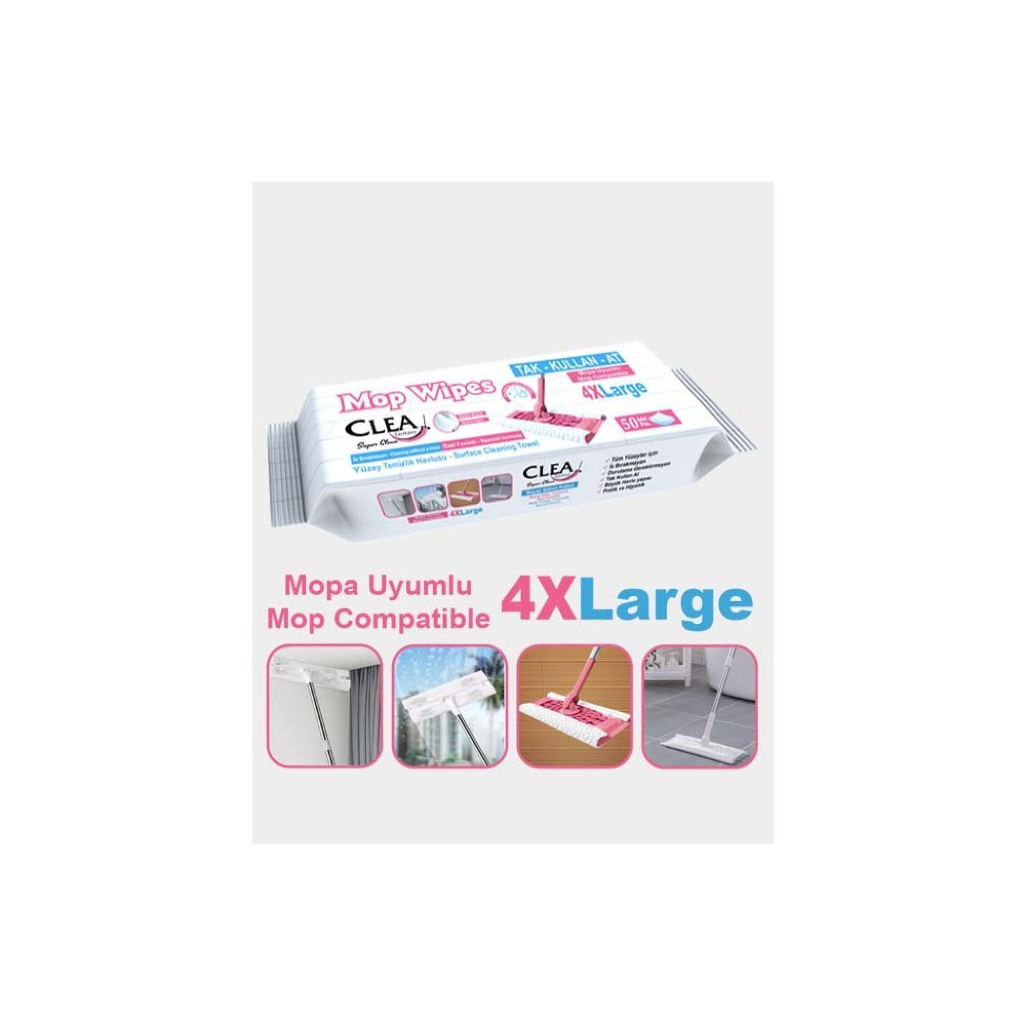 دەستکێشی تەڕ بۆ پاککردنەوەی ڕووکارەکان لە 50 پارچە - CLE.MYTF.50.M 