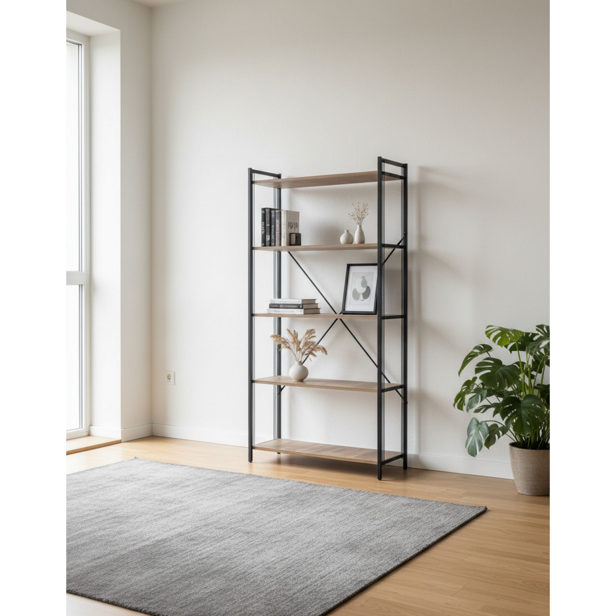 کتێبخانە بە 5 ڕەفە 180*88*34 سم - FD-5LBSWR-001