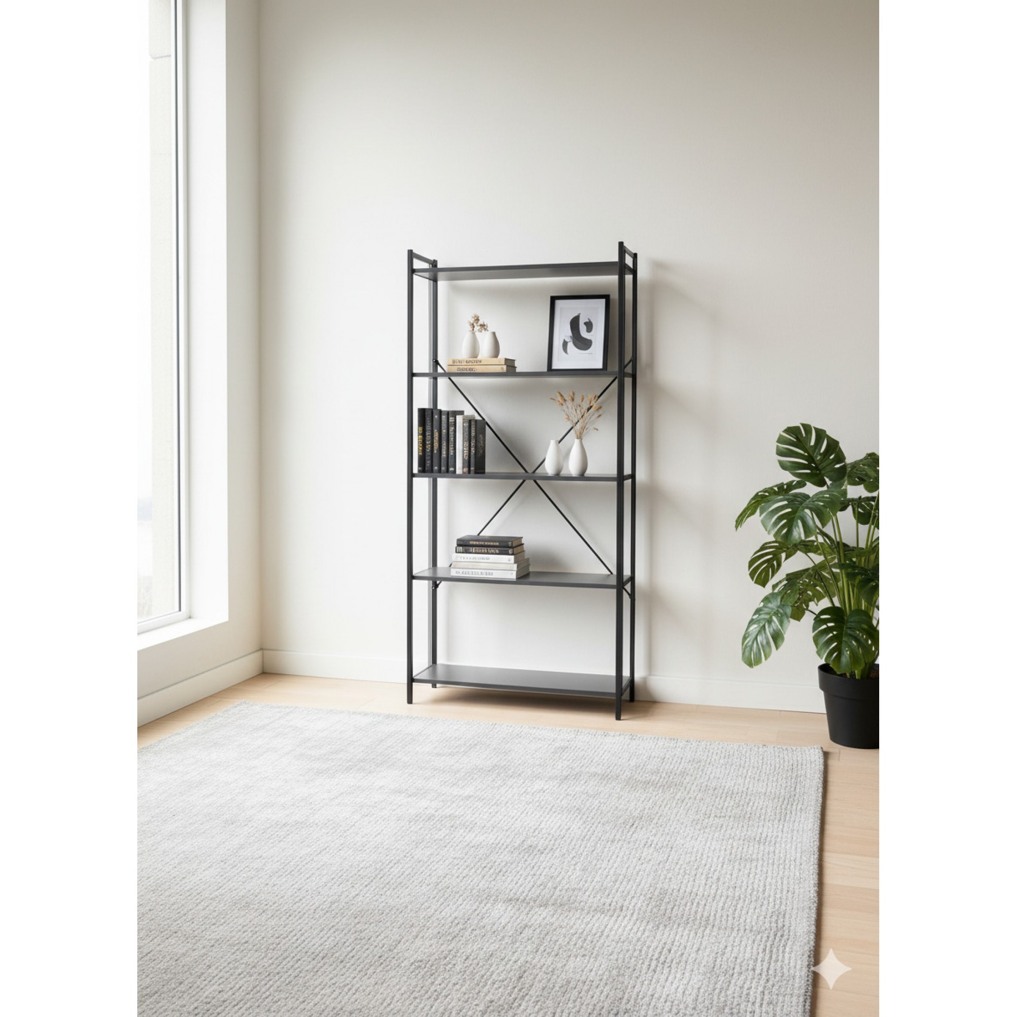 کتێبخانە بە 5 ڕەفە 180*88*34 سم؛ ئەنتراسایت - FD-5LBSWR-007