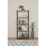 کتێبخانەی ئاسن لە 5 ڕەف 150*60*30 سم - دار سنەوبەر - FD-5LBS-001