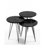 3 مێزی تەنیشت بە قاچی کانزا؛ داری بێندەر - FD-GR3PCTS-103