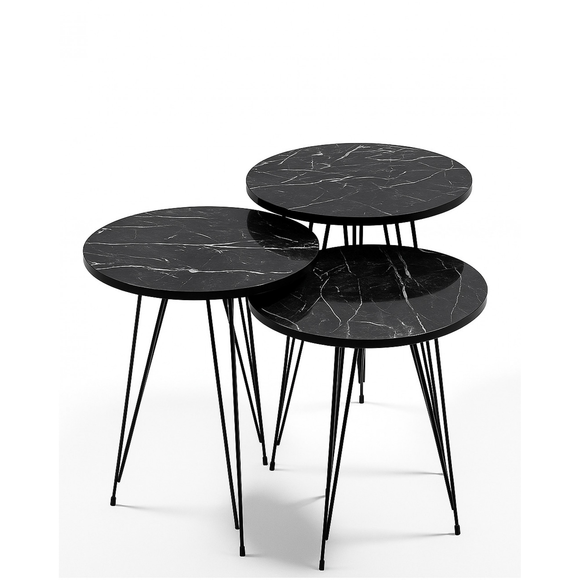 3 مێزی تەنیشت بە قاچی کانزا؛ داری بێندەر - FD-GR3PCTS-103