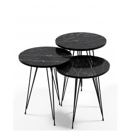 3 مێزی تەنیشت بە قاچی کانزا؛ داری بێندەر - FD-GR3PCTS-103