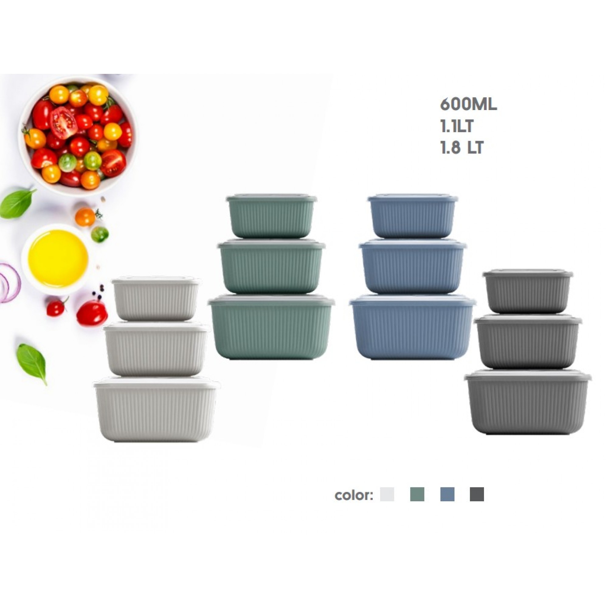 کۆمەڵە دەفری هەڵگرتنی لاکێشە لە 3 دانە (600، 1100، 1800 مل)