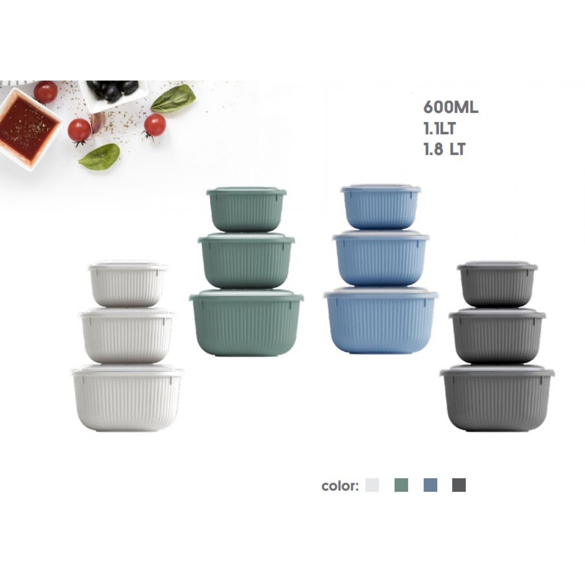 کۆمەڵە دەفری هەڵگرتنی چوارگۆشە لە 3 دانە (600، 1100، 1800 مل)