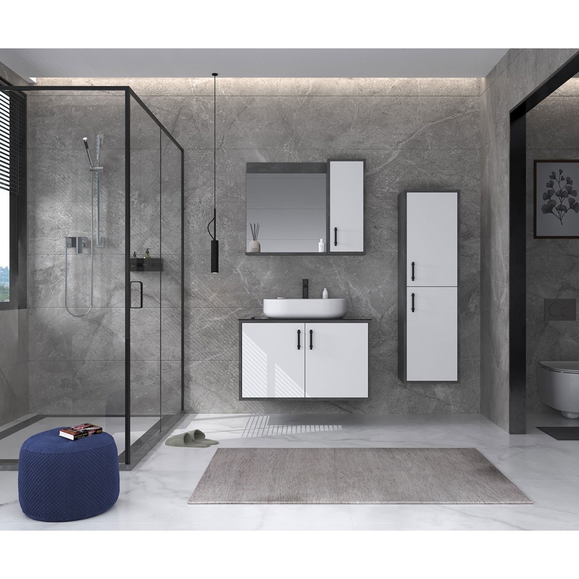 دۆلابی حەمامی جۆری ئیگلۆ ٩٠ سم ; زیویی ڕێترۆ