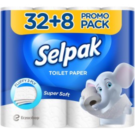کاغەزی توالێت 3 چین 32 + 8 ڕوڵی خۆڕایی