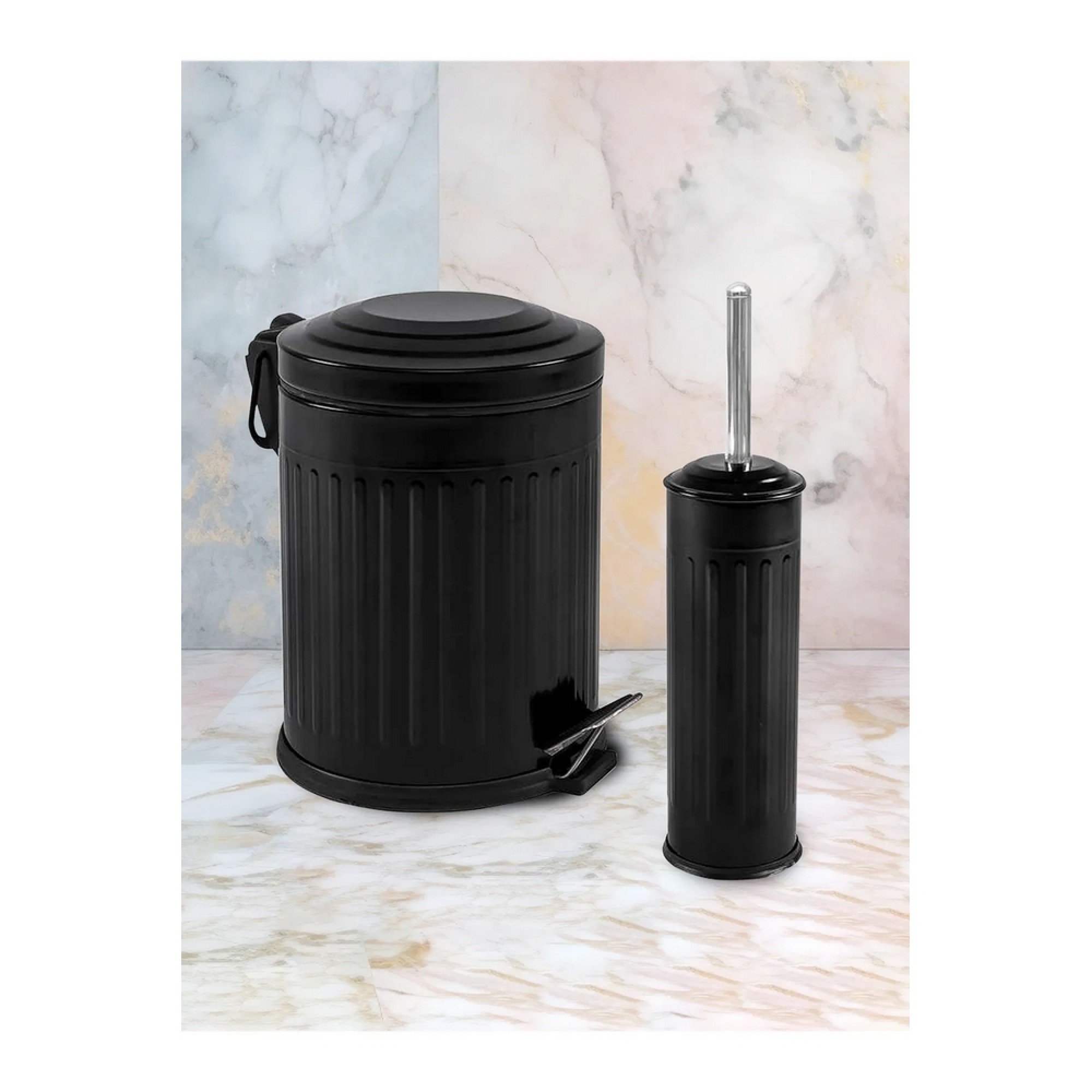 سلة المهملات وفرشاة المرحاض - اسود - 14403S