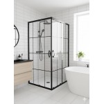 کابینەی دوشی چوارگۆشەیی جۆری زومروت 120*80*190 سم؛ ڕەش - Z128K