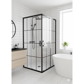 کابینەی دوشی چوارگۆشەیی جۆری زومروت 120*80*190 سم؛ ڕەش - Z128K