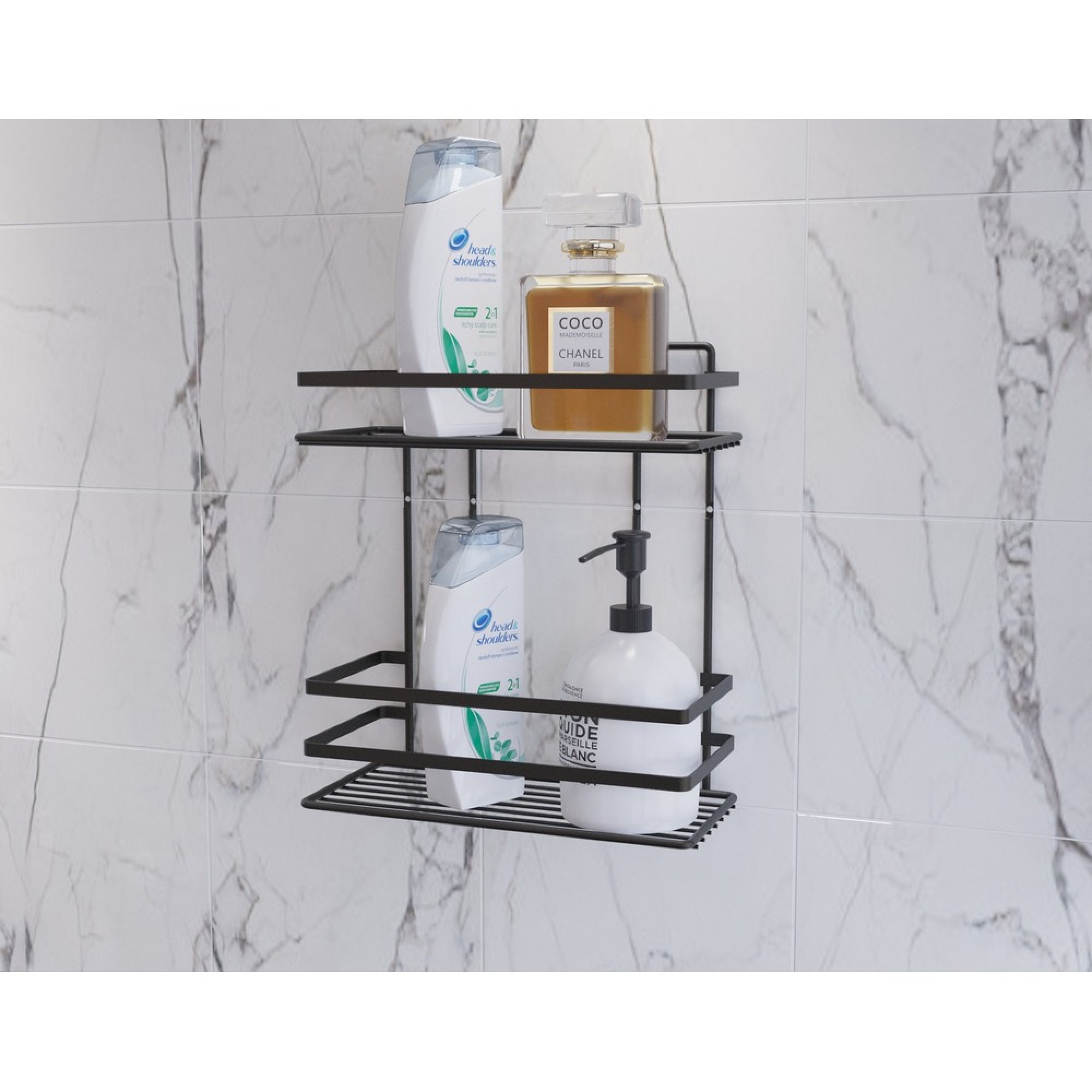 ڕەفەی لاکێشە بە داری ٢ قات - ڕەش - SB008-B