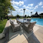 سێتی مێز + 3 کەس قەنەفە + 4 کورسی دانیشتن جۆری فلێکسی ڕۆلێکس - قاوەیی