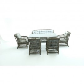 سێتی مێز + 3 کەس قەنەفە + 4 کورسی دانیشتن جۆری فلێکسی ڕۆلێکس - قاوەیی