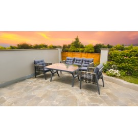 سێتی دانیشتنی ئەلەمنیۆم 3+1+1 - قاوەیی