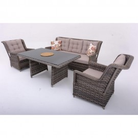 سێتی دانیشتنی ڕاتان 3+1+1 جۆری بێرێتا - قاوەیی