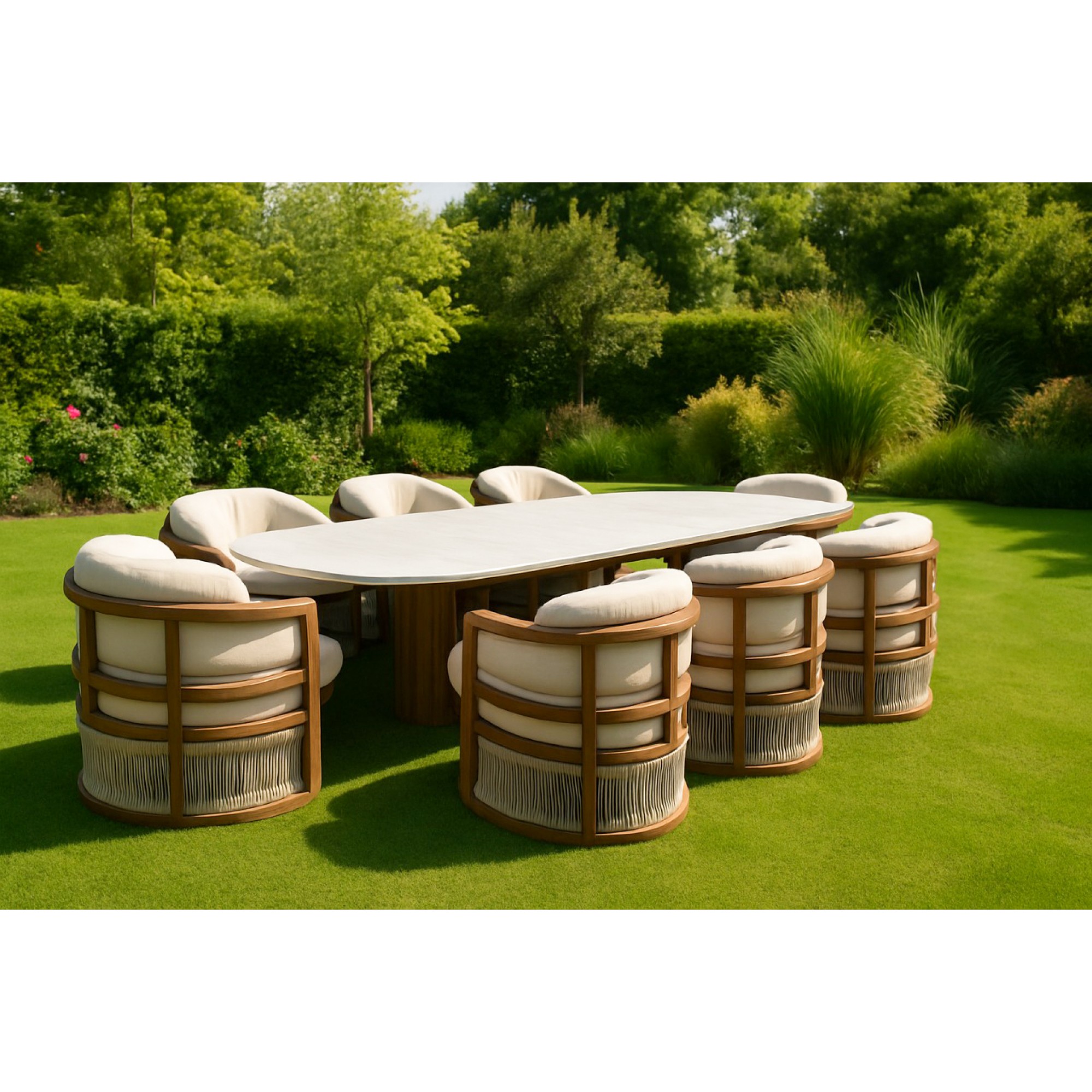 سێتی مێزی دار + 8 کورسی جۆری سیسیلی ئیرۆکۆ