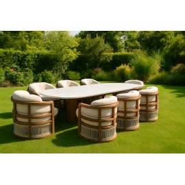 سێتی مێزی دار + 8 کورسی جۆری سیسیلی ئیرۆکۆ