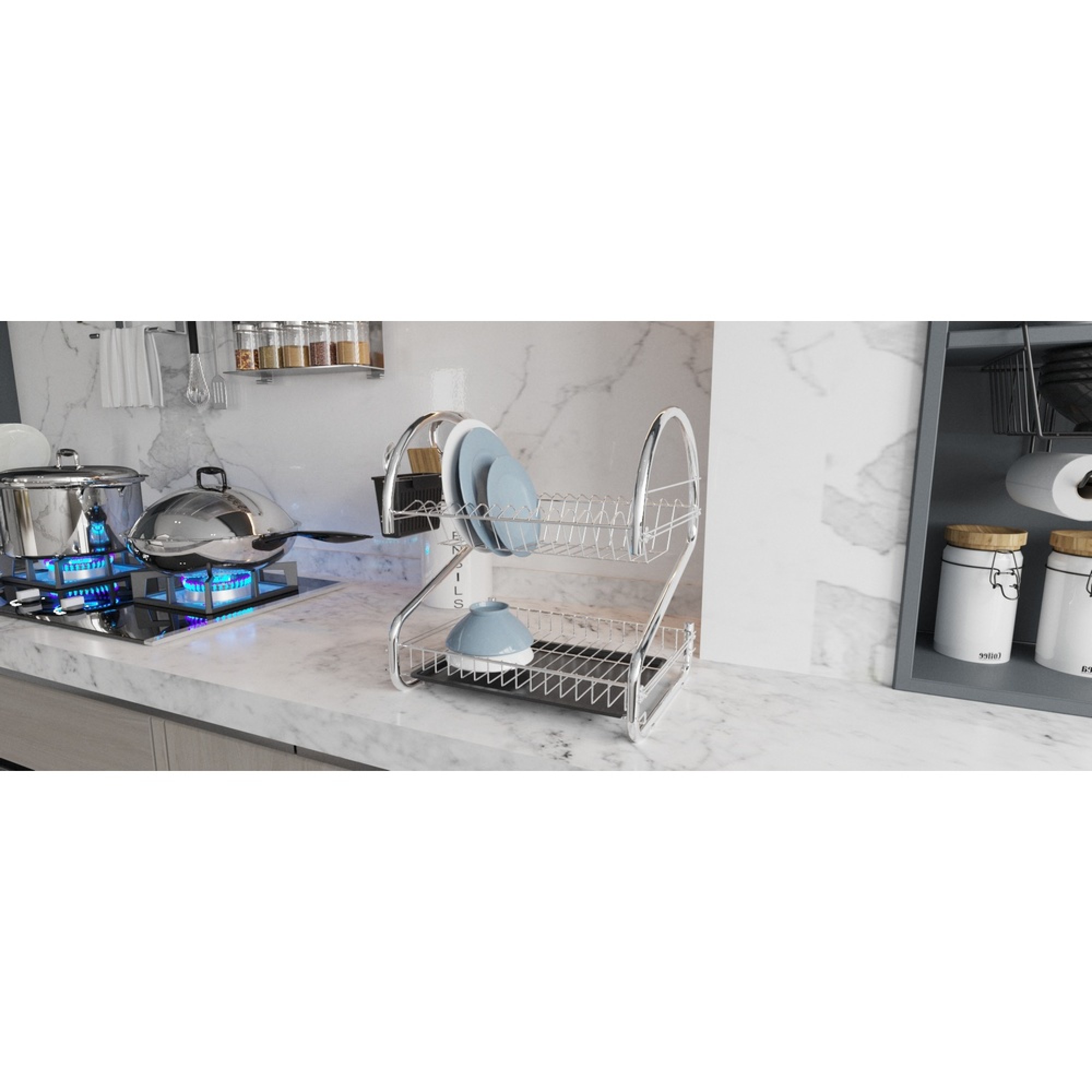 ووشککەرەوەی قاپ 2 قات - ڕەش - SM014-B