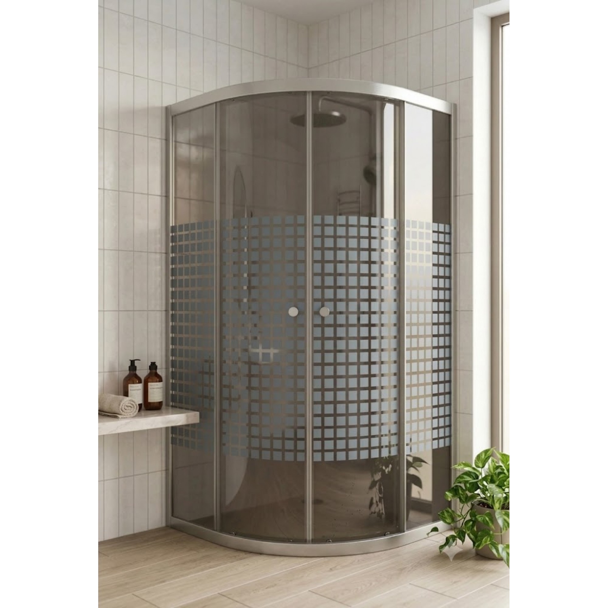 کابینەی دوشی نەخشدار 90×90×185 سم 4 ملم (SPIGA)