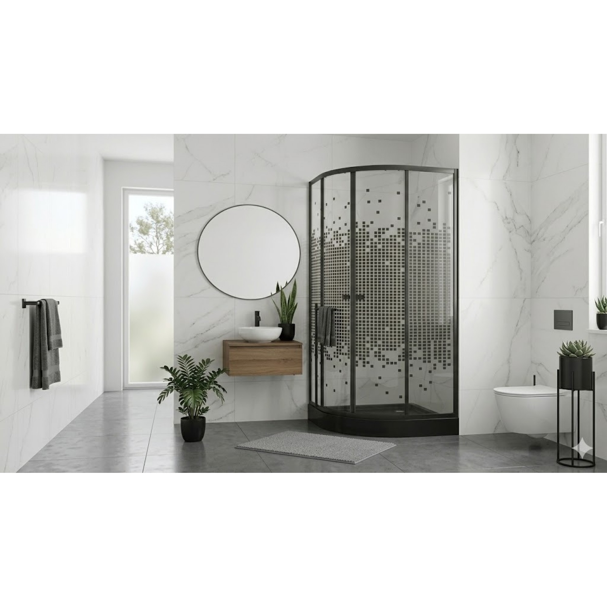 کابینەی دووشی نەخشداری تێتریس 90*90*185 سم 4 ملم