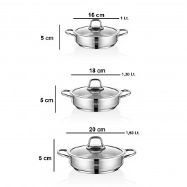 سێتی مەنجەلی بچووکی ستیل 6 پارچە - SAP-4066