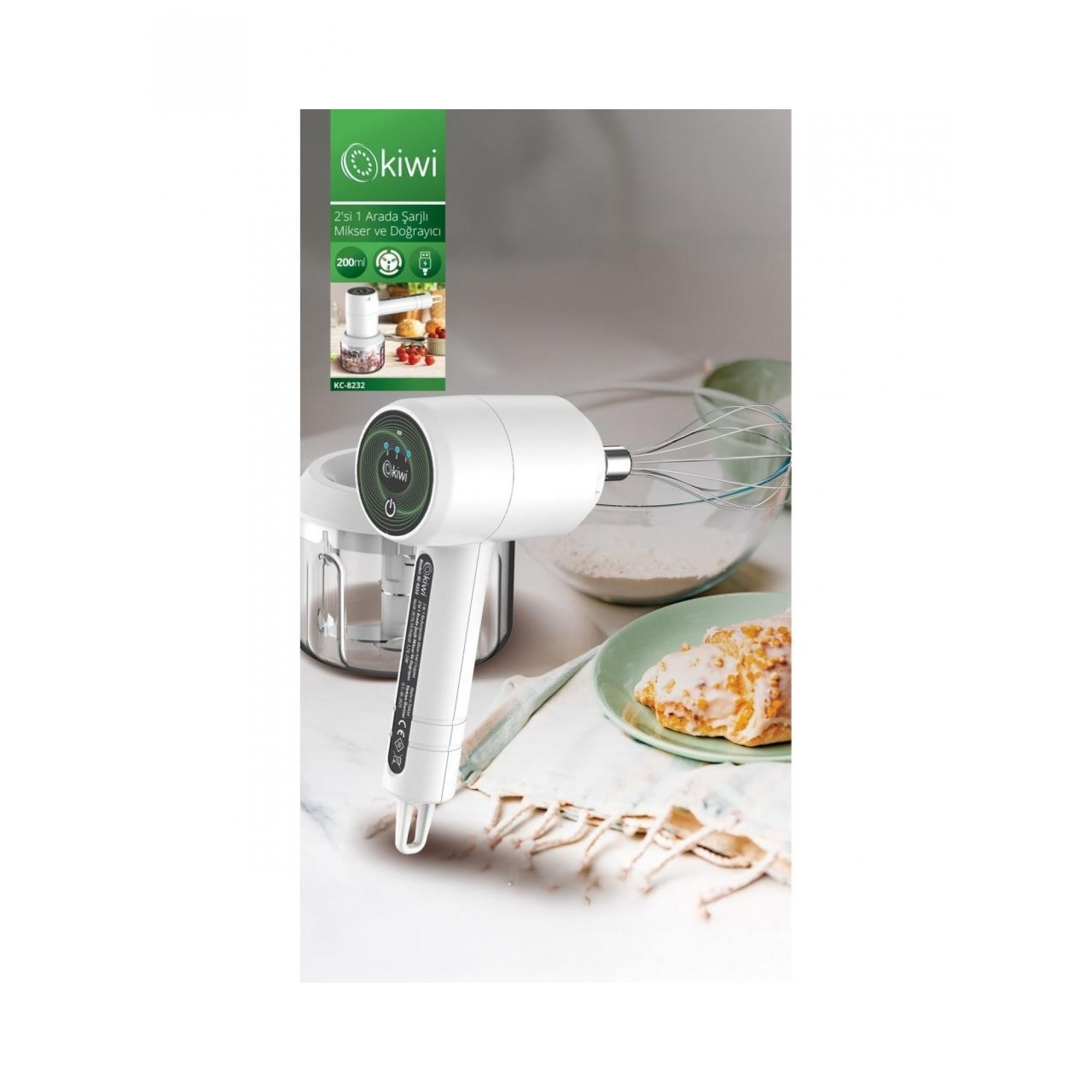 سێتی میکسەر و وردکەری دەستی 2 لە 1 - KC8232