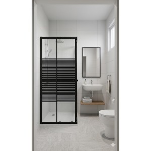 کابینەی دوشی ڕەش 100×100×185 سم 4 ملم (LINE)