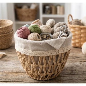 سەبەتەی چنراوی خڕ قەبارەی گەورە 35*27*25 سم