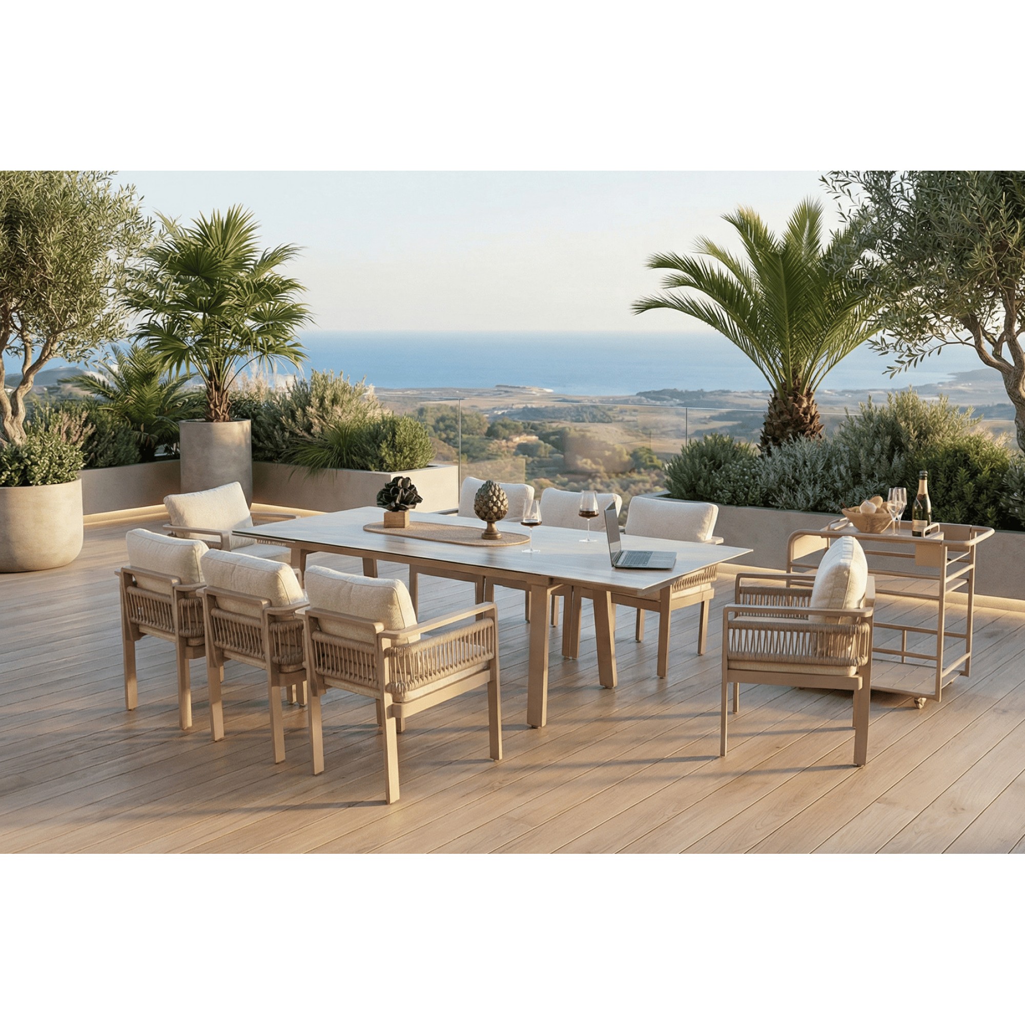 مێزی نانی سیرامیکی ڤێنێدیک 100*200+40+40 سم ; لمی