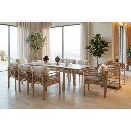 مێزی نانی سیرامیکی ڤێنێدیک 100*200+40+40 سم ; لمی