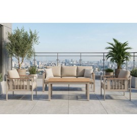 سێتی دانیشتنی جۆری ئەلیز 3+1+1 + مێزی بەرز؛ داری ئیرۆکۆ